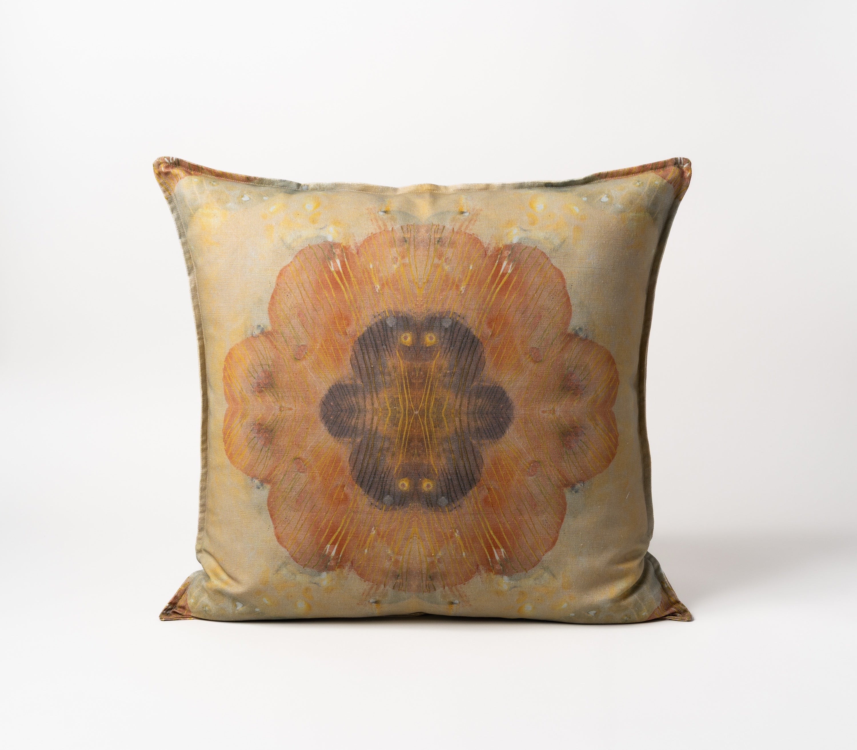 Walking on Sunshine (Golden) pillow, 24 x 24 inches with quarter inch flange, Teresa Roche Textiles